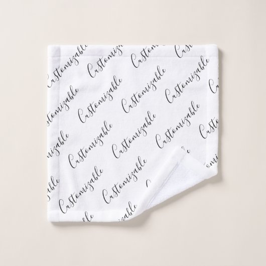 Bewerkbaar modern scripttekstpatroon | Zwart-wit Bad Handdoek (Wasdoekje)