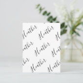 Bewerkbaar modern scripttekstpatroon | Zwart-wit Briefkaart (Staand voorkant)