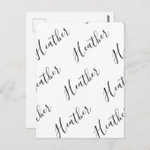 Bewerkbaar modern scripttekstpatroon | Zwart-wit Briefkaart (Voorkant / Achterkant)