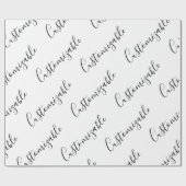 Bewerkbaar modern scripttekstpatroon | Zwart-wit Cadeaupapier (Vlak)