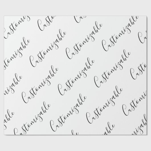 Bewerkbaar modern scripttekstpatroon | Zwart-wit Cadeaupapier (Vlak)