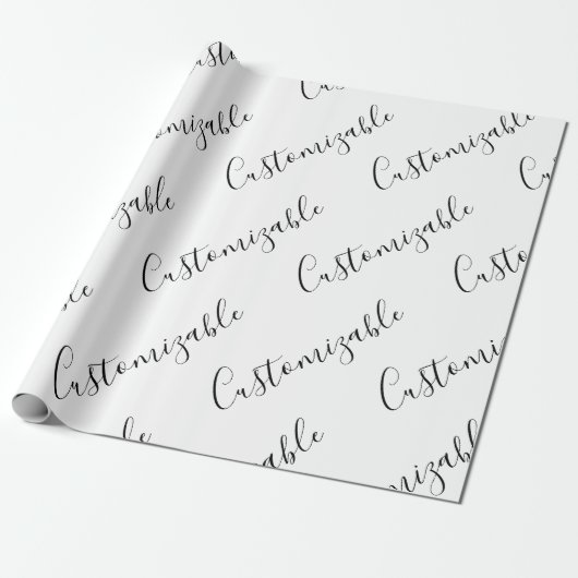 Bewerkbaar modern scripttekstpatroon | Zwart-wit Cadeaupapier (Uitgerold)