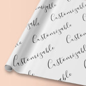 Bewerkbaar modern scripttekstpatroon | Zwart-wit Cadeaupapier