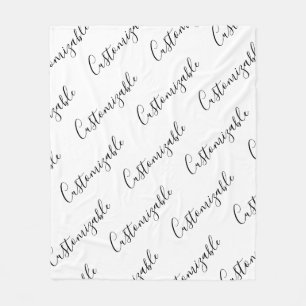 Bewerkbaar modern scripttekstpatroon   Zwart-wit Fleece Deken