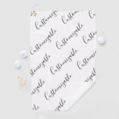 Bewerkbaar modern scripttekstpatroon | Zwart-wit Golfhanddoek (Insitu)