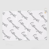 Bewerkbaar modern scripttekstpatroon | Zwart-wit Golfhanddoek (Horizontaal)