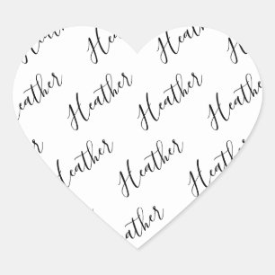 Bewerkbaar modern scripttekstpatroon Zwart & Wit Hart Sticker