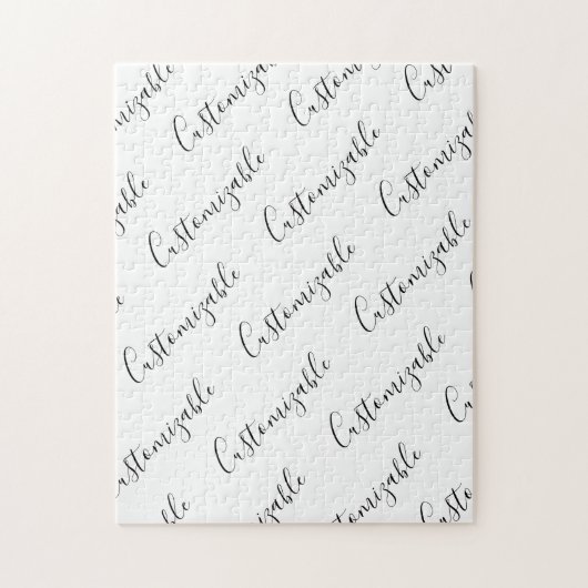 Bewerkbaar modern scripttekstpatroon | Zwart-wit Legpuzzel (Verticaal)