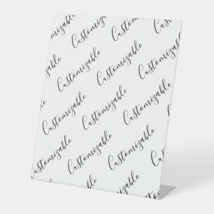 Bewerkbaar modern scripttekstpatroon Zwart-wit Reclamebord Met Voetstuk