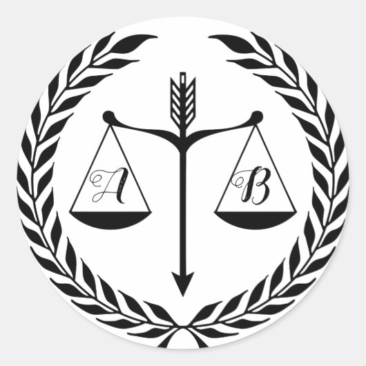 Bewerkbaar monogram advocaat rechter ronde sticker (Voorkant)