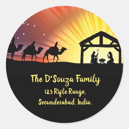 Bewerkbaar native adreslabel ronde sticker (Voorkant)