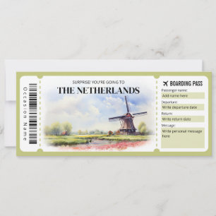Bewerkbaar Nederland Boarding Pass Vliegticket Kaart