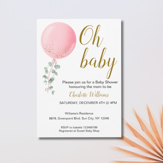Bewerkbaar Oh Baby Baby shower Invitation Kaart