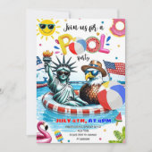 Bewerkbaar onafhankelijkheidsdag zwembadfeestje pa kaart (Voorkant)