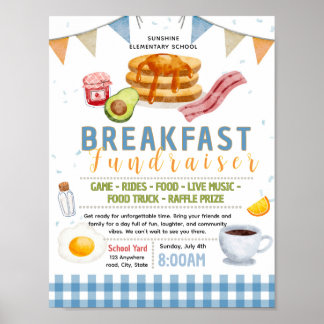 Bewerkbaar ontbijt fondsenwervingsflyer poster