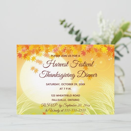 Bewerkbaar Oogstfeest Dankzeggingsdiner Kaart (Staand voorkant)