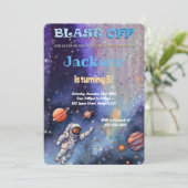 Bewerkbaar Outer Space-verjaardagsfeestje Kaart (Staand voorkant)