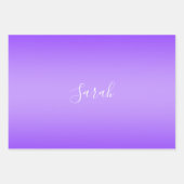 Bewerkbaar Paarse Violet Ombre & Wit Tekstscript Inpakpapier Vel (Voorkant)