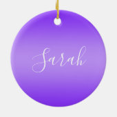 Bewerkbaar Paarse Violet Ombre & Wit Tekstscript Keramisch Ornament (Achterkant)