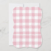 BEWERKBAAR Pink Bow Gingham Baby shower Kaart (Achterkant)