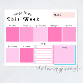 Bewerkbaar Pink Weekly Planner-Notitieblok Notitieblok