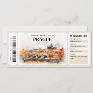 Bewerkbaar Praag Boarding Pass Vliegticket Kaart