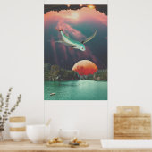 Bewerkbaar Psychedelic Flying Fish Art Poster (Keuken)