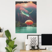 Bewerkbaar Psychedelic Flying Fish Art Poster (Thuiskantoor)