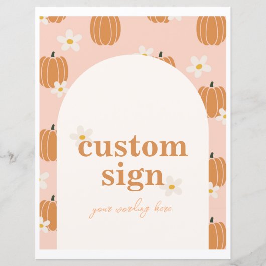 Bewerkbaar Pumpkin Party Custom Sign (Voorkant)