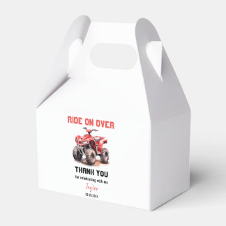Bewerkbaar Red ATV Wheeler Bike Verjaardagsfeest Bedankdoosjes