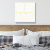 Bewerkbaar Retromodern Design Sjabloon Goud & Wit Canvas Afdruk (Insitu (Slaapkamer))