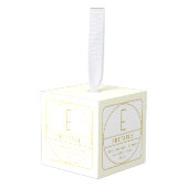 Bewerkbaar Retromodern Design Sjabloon Goud & Wit Kubus Ornament (Voorkant hoekig)