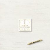 Bewerkbaar Retromodern Design Sjabloon Goud & Wit Post-it® Notes (Op bureau)