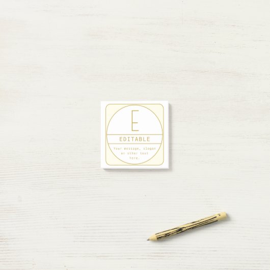 Bewerkbaar Retromodern Design Sjabloon Goud & Wit Post-it® Notes (Op bureau)