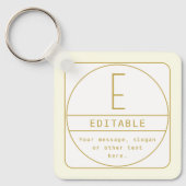 Bewerkbaar Retromodern Design Sjabloon Goud & Wit Sleutelhanger (Voorkant)