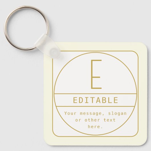 Bewerkbaar Retromodern Design Sjabloon Goud & Wit Sleutelhanger (Voorkant)