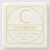 Bewerkbaar Retromodern Design Sjabloon Goud & Wit Stenen Onderzetter (Voorkant)