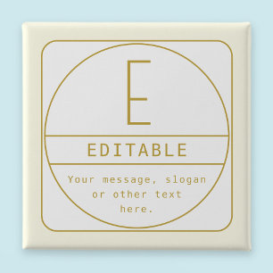Bewerkbaar Retromodern Design Sjabloon Goud & Wit Vierkante Button 5,1 Cm
