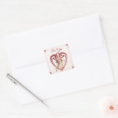 Bewerkbaar Romantisch Cupid Valentijn's Heart Vierkante Sticker (Envelop)