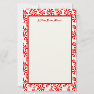 Bewerkbaar rood wit pepermunt patroon vakantie briefpapier