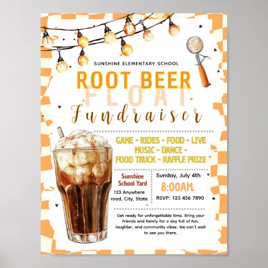 Bewerkbaar root beer float fondsenwervingsflyer poster (Voorkant)