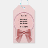 Bewerkbaar roze Flora lint dank u Cadeaulabel (Achterkant)