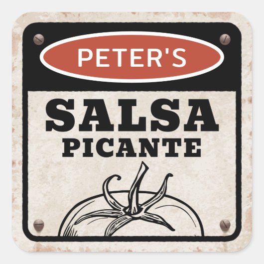 Bewerkbaar Salsa-etiket met grunge-label Vierkante Sticker (Voorkant)
