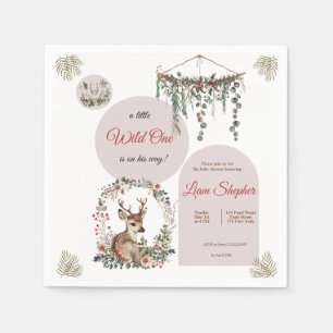 Bewerkbaar Schattige Deer Woodland Theme Baby show Servet