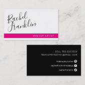 BEWERKBAAR script naam modern chic zwart heet roze Visitekaartje (Voorkant / Achterkant)