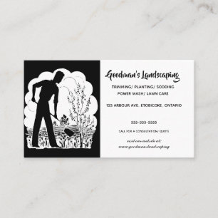 Bewerkbaar silhouet van een tuinarchitect visitekaartje