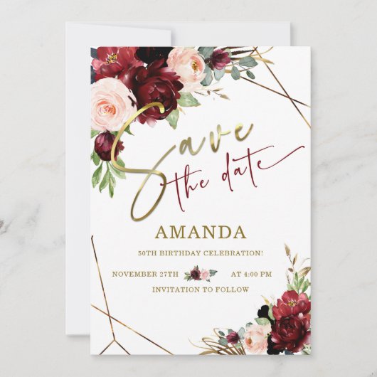 Bewerkbaar Sla de datum 50e verjaardag op Kaart (Voorkant)