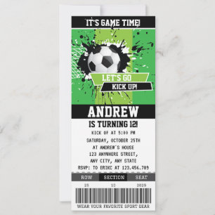 Bewerkbaar Soccer Birthday Party Ticket voor jonge Kaart