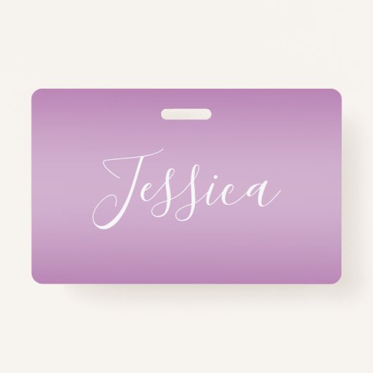 Bewerkbaar Soft Mauve Ombre & White Text Script Badge (Voorkant)