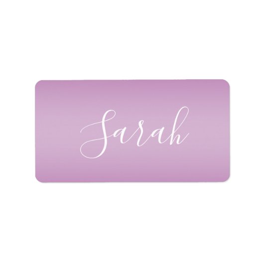 Bewerkbaar Soft Mauve Ombre & White Text Script Etiket (Voorkant)